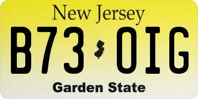 NJ license plate B73OIG