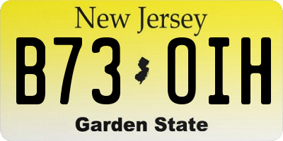 NJ license plate B73OIH