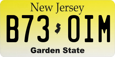 NJ license plate B73OIM