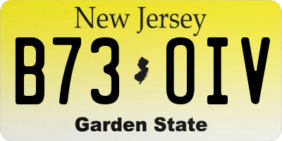 NJ license plate B73OIV