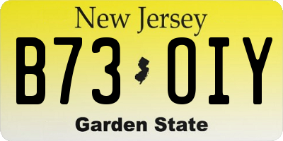 NJ license plate B73OIY