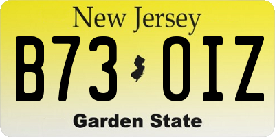 NJ license plate B73OIZ