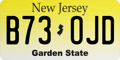 NJ license plate B73OJD