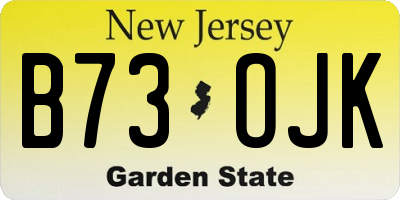 NJ license plate B73OJK