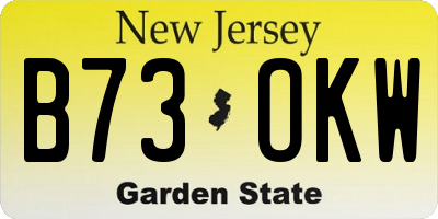 NJ license plate B73OKW
