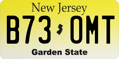 NJ license plate B73OMT
