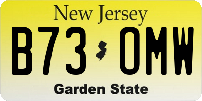 NJ license plate B73OMW