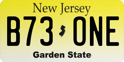 NJ license plate B73ONE