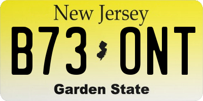 NJ license plate B73ONT
