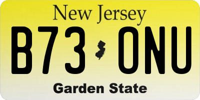NJ license plate B73ONU