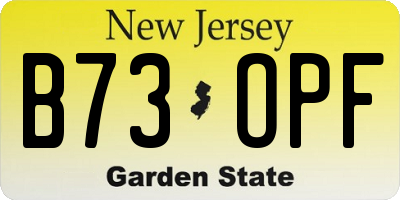 NJ license plate B73OPF