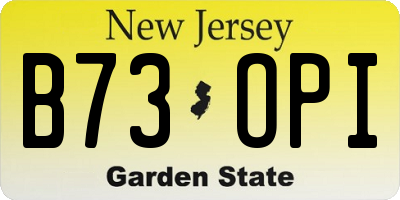NJ license plate B73OPI