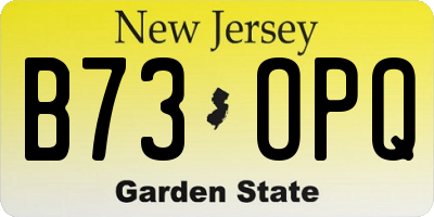 NJ license plate B73OPQ
