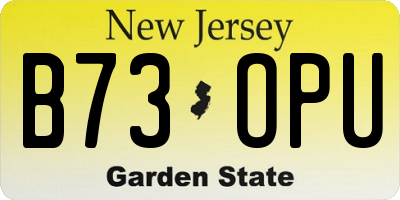 NJ license plate B73OPU