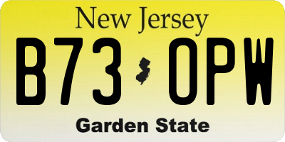 NJ license plate B73OPW