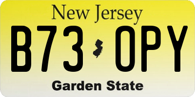 NJ license plate B73OPY