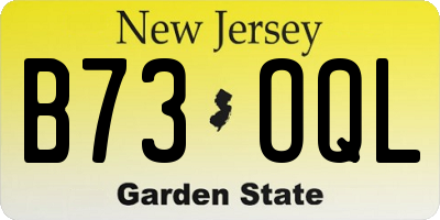NJ license plate B73OQL