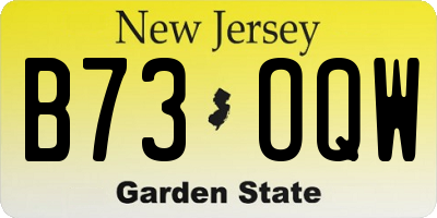 NJ license plate B73OQW