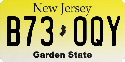 NJ license plate B73OQY