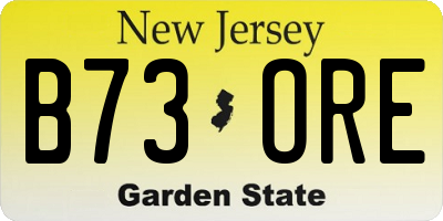 NJ license plate B73ORE
