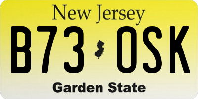 NJ license plate B73OSK