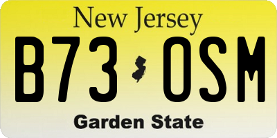 NJ license plate B73OSM