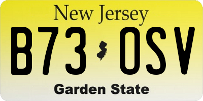 NJ license plate B73OSV