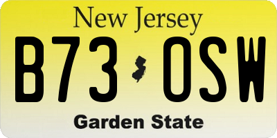 NJ license plate B73OSW