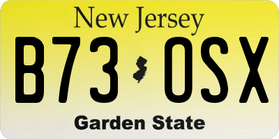 NJ license plate B73OSX