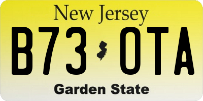 NJ license plate B73OTA