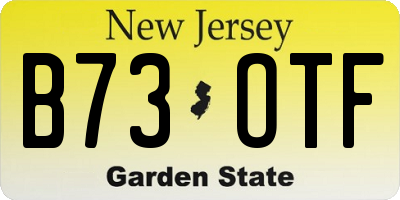 NJ license plate B73OTF