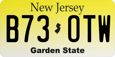 NJ license plate B73OTW