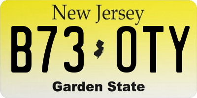 NJ license plate B73OTY