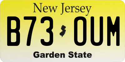 NJ license plate B73OUM