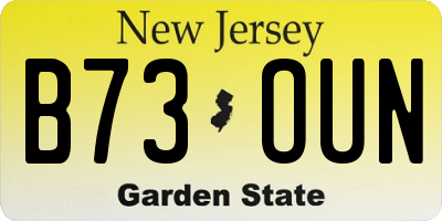 NJ license plate B73OUN