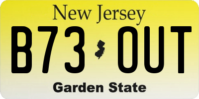 NJ license plate B73OUT