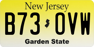 NJ license plate B73OVW
