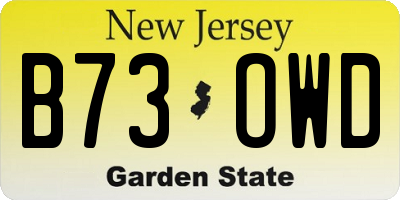 NJ license plate B73OWD