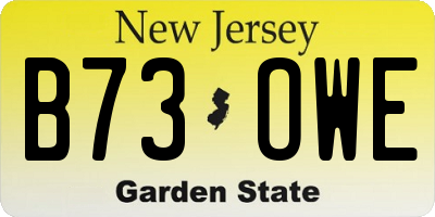 NJ license plate B73OWE