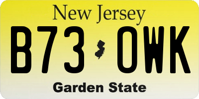 NJ license plate B73OWK