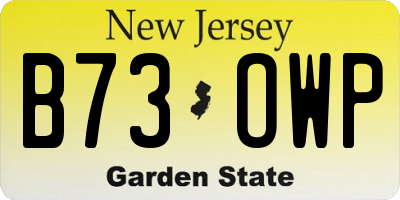 NJ license plate B73OWP