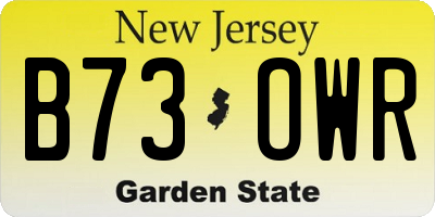 NJ license plate B73OWR