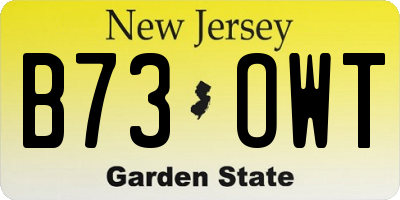 NJ license plate B73OWT