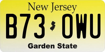NJ license plate B73OWU