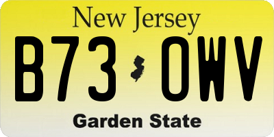 NJ license plate B73OWV