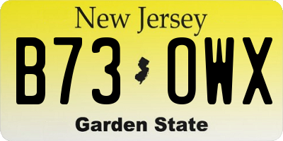 NJ license plate B73OWX