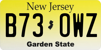 NJ license plate B73OWZ