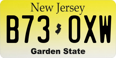 NJ license plate B73OXW