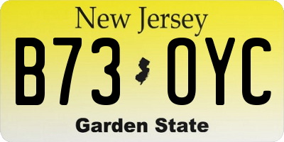 NJ license plate B73OYC