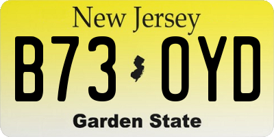 NJ license plate B73OYD